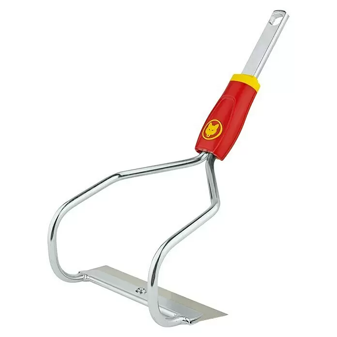 Wolf-Garten Multi-Star Jäter HO-M 15 - Arbeitsbreite: 15 cm - Rot-gelbe Handhacke mit silbernem Metallrahmen und flacher Klinge, ein Gartengerät zum Jäten.