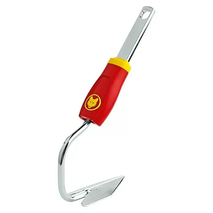 Wolf-Garten Lüfter BI-M - Arbeitsbreite: 3,5 cm - Rote und gelbe Handhacke mit glänzendem Metallschaft und spitzer Klinge zum Jäten und Kultivieren.