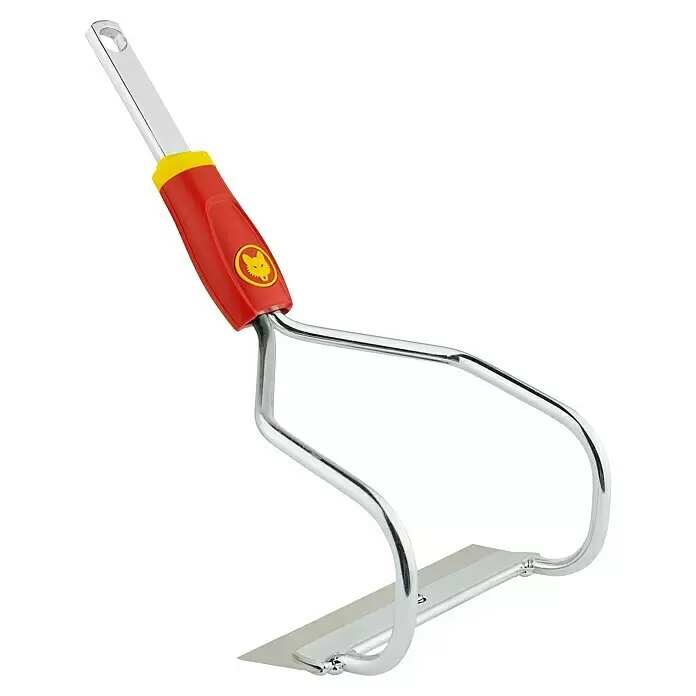 Wolf-Garten Multi-Star Jäter HO-M 15 - Arbeitsbreite: 15 cm - Gartenhacke mit rot-gelbem Griff, glänzendem Metallrahmen und flacher Klinge zum Jäten.