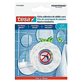 Tesa Powerbond Cinta de doble cara Resistente humedad (L x An: 1,5 m x 1,9 cm, Blanco)