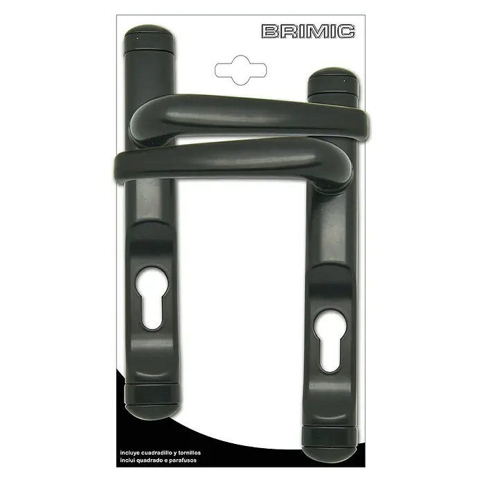 Micel Brimic Conjunto de picaporte 6824 - Aluminio, Negro - Juego de manillas negras Brimic, incluye fijaciones, diseñado para una instalación fácil y elegante en puertas interiores.