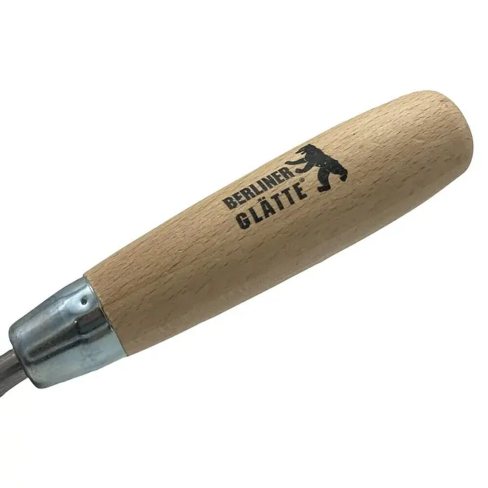 Berliner Glätte Berner Putzkelle - 140 mm - Berliner Glätte Glättkelle mit Holzgriff und dem Logo des Berliner Bären für professionelles Glätten.