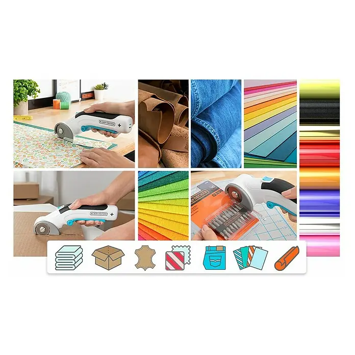 Black+Decker Cúter circular BCRC115-XJ - 3,6 V, 1,5 Ah, Iones de litio - Cortador rotatorio Black and Decker que corta varios materiales.