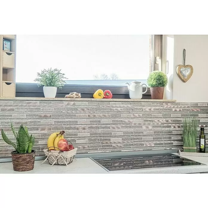 Mosaikfliese Verbund Crystal XAM GV74 - 29,8 x 31 cm, Beige/Braun, Glänzend - Stimmungsaufnahme