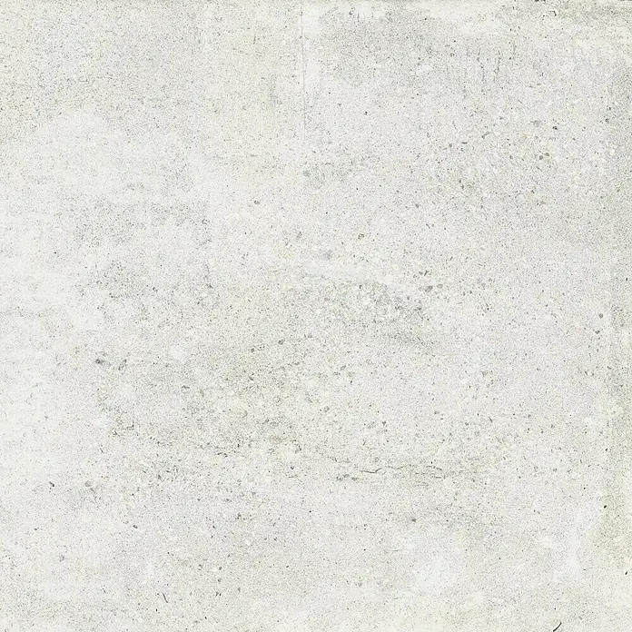 Feinsteinzeugfliese Bond White - 60 x 60 cm, Weiß, Matt - Abstrakte Nahaufnahme einer hellgrauen Betonwand mit subtilen Texturen, ideal für moderne Hintergründe und Designprojekte.