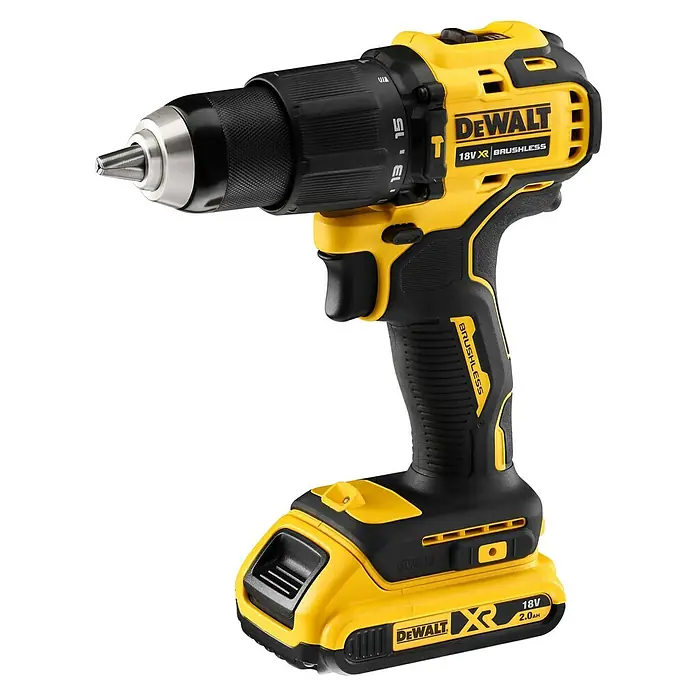 DeWalt XR 18V Akku-Schlagbohrschrauber DCD709N-XJ - 18 V, Ohne Akku, 65 Nm - Gelber und schwarzer DeWalt Akku-Bohrschrauber, ein praktisches Werkzeug für verschiedene Bohraufgaben.