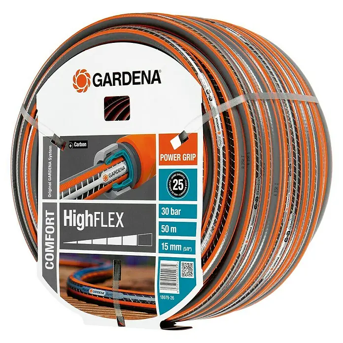 Gardena Manguera para jardín High Flex - Ø x L: 15 mm x 50 m - Manguera de jardín Gardena HighFLEX, 50m de longitud, 15mm de diámetro. Riego cómodo con 25 años de garantía y Power Grip.