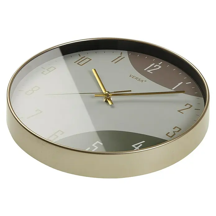 Versa Reloj de pared Verde Claro - Diámetro: 30,5 cm, Multicolor, Verde Claro - Elegante reloj de pared con marco dorado y diseño moderno para detalles elegantes en cualquier habitación.