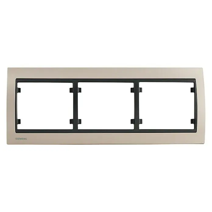 Siemens Delta Iris Marco - Dorado Malta, Modelo de mecanismos: x 3, Aluminio, Colocar - Cubierta triple Siemens, color champán, para una elegante integración de interruptores y enchufes en tus espacios.