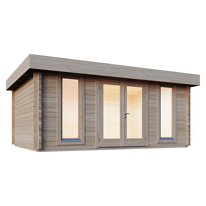 Wolff Finnhaus Gartenhaus Malmö 44-M (Außenmaß inkl. Dachüberstand (B x T): 550 x 450 cm, Holz, Naturbelassen)