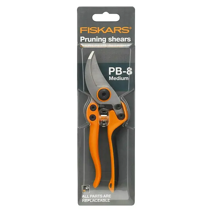 Fiskars Profi-Gartenschere Pro PB-8 MBypass, Max. Aststärke: 26 mm - FISKARS PB-8 Gartenschere: Zuverlässige, orangefarbene Gartenschere für präzise Schnitte. Alle Teile sind austauschbar, für lange Lebensdauer.