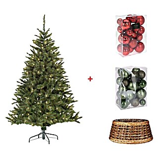 Árbol de Navidad artificial Canmore + decoración navideña (Altura: 185 cm)
