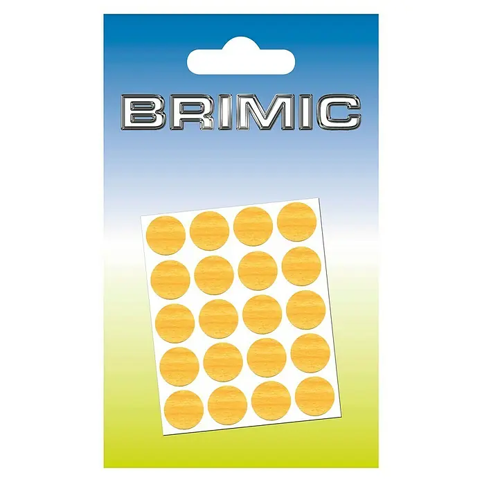 Micel Brimic Tapón embellecedor Pino claro - Diámetro: 13 mm, Pegado, 20 ud. - Paquete de 24 adhesivos de reparación de muebles BrimiC, ideal para cubrir arañazos y daños en muebles de madera.
