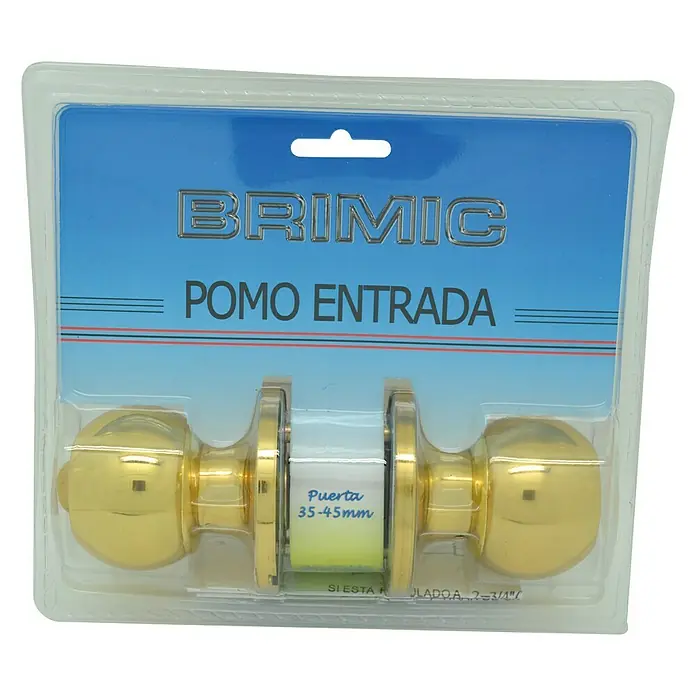 Micel Brimic Pomo giratorio de entrada PP7 - Acero inoxidable, Blanco - Pomo de entrada Brimic con acabado dorado, empaquetado en plástico transparente. Ideal para puertas exteriores.