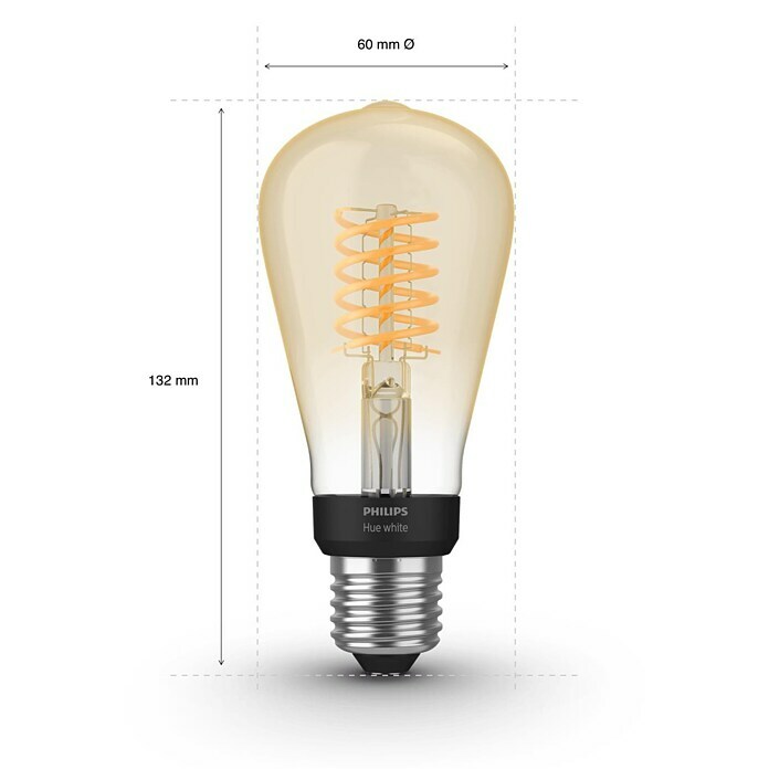 Philips Hue LED-Leuchtmittel White Filament (E27, 7 W, Warmweiß, Dimmbar, Oval)