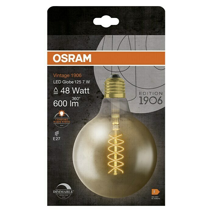 Osram LED-Lampe Vintage Edition 1906 Globe-Form E27 (E27, Dimmbar, Warmweiß, 600 lm, 7 W) | BAUHAUS