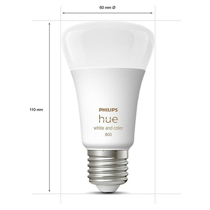 Philips Hue LED svjetiljka (E27, 9 W, RGBW, Može se prigušiti, 1 kom)