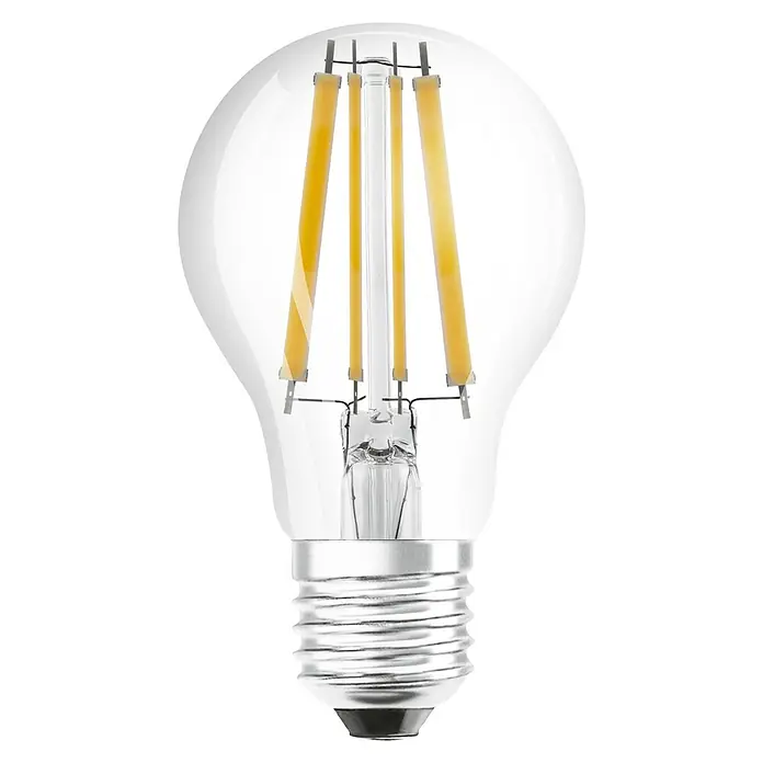Osram LED-Lampen Set Glühlampenform E27 klar - E27, Nicht Dimmbar, Warmweiß, 1.521 lm, 11 W, Klar - Eine LED-Glühbirne mit klarem Glas und filamentoartigen LEDs, die ein warmes, einladendes Licht ausstrahlt. Energiesparend und langlebig.
