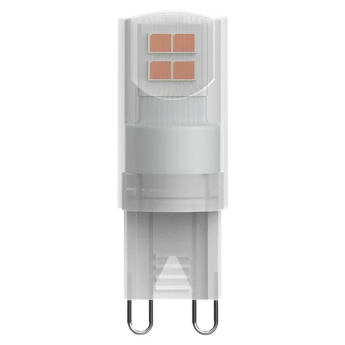 Osram LED-Lampe Pin G9 - G9, Nicht Dimmbar, Warmweiß, 180 lm, 19 W - Nahaufnahme einer G9 LED Lampe, die Energieeffizienz und modernes Design in einem kleinen, klaren Gehäuse vereint.