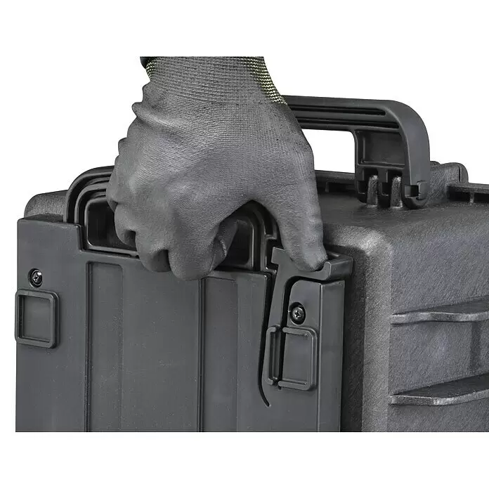 Wasserdichter Koffer MAX540TR - L x B x H: 604 x 473 x 225 mm, Ohne Schaumstoffeinlage, Ausziehbarer Trolley, Schwarz, Kunststoff - Detailaufnahme