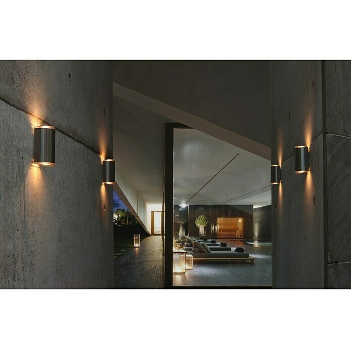 Lutec Aplique exterior LED Path (2 luces, 16 W, Color de luz: Blanco cálido, IP44, Plateado)
