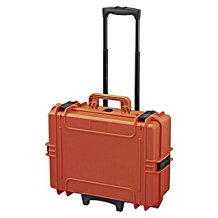Wasserdichter Koffer MAX505TR (L x B x H: 555 x 445 x 258 mm, Mit Würfelschaumstoffeinlage, Ausziehbarer Trolley, Orange, Kunststoff)
