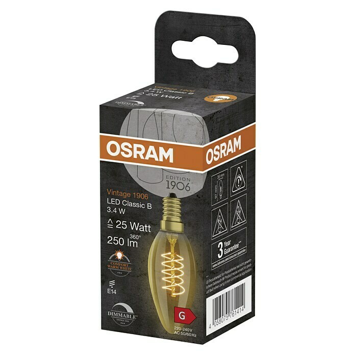 Osram LED-Lampe Vintage Edition 1906 Birnenform E14 (E14, Dimmbar, Warmweiß, 250 lm, Kerze) | BAUHAUS