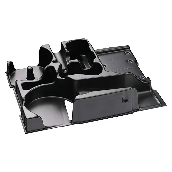 Bosch Professional Halbeinlage L-Boxx 136 - GWS 18 V-LI, 75 x 396 x 312 mm - Schwarze thermogeformte Kunststoffablage mit verschiedenen Fächern zur Verpackung oder Organisation.