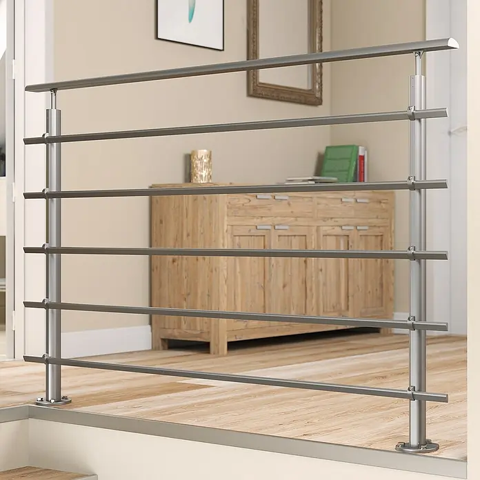 Dolle Geländer-Set PS 200 - Oberbodenmontage, Aluminium, Dark Grey, Länge: 150 cm - Ein modernes Edelstahlgeländer mit horizontalen Streben, ideal für Treppen oder Balkone. Das Geländer sorgt für Sicherheit mit Stil.