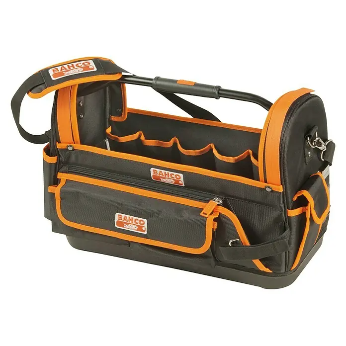 Bahco Werkzeugtasche 4750FB1-19A - Polyester, Fassungsvermögen: 32 l - Die Bahco Werkzeugtasche ist eine robuste und geräumige Tasche für Handwerker. Sie bietet viele Fächer und Stauraum für Werkzeuge.
