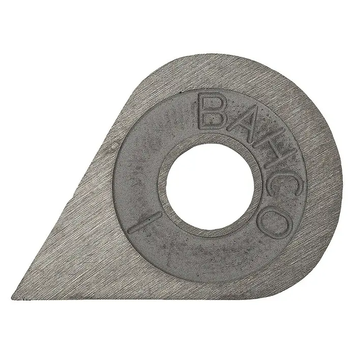 Bahco Ersatzklinge 625-DROP - Passend für: Bahco Universalschaber 625 - 29234965 - Bahco Schaberklinge aus Metall. Das Werkzeug hat eine runde Form mit einer scharfen Spitze und einem Loch in der Mitte.