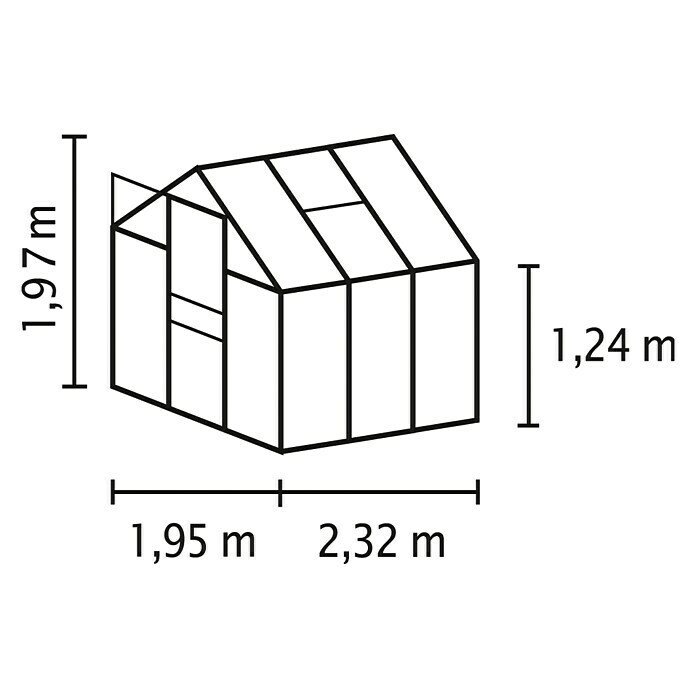 Vitavia Gewächshaus Calypso 4400 (2,32 x 1,95 x 2,07 m, Farbe: Aluminium, Polycarbonat, 4 mm)