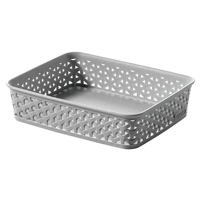 Curver Allzweck-Korb My Style - L x B x H: 20 x 26 x 6 cm, Grau - Grauer, rechteckiger Curver-Korb mit gewebtem Design und praktischer Größe. Ideal für Organisation im Haushalt und stilvolle Aufbewahrung.