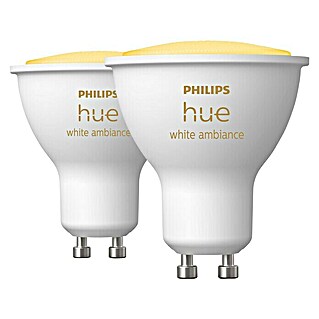 Philips Hue LED-Lampe White Ambiance (GU10, Dimmbar, Warmweiß, 350 lm, 5,7 W, 2 Stk.)