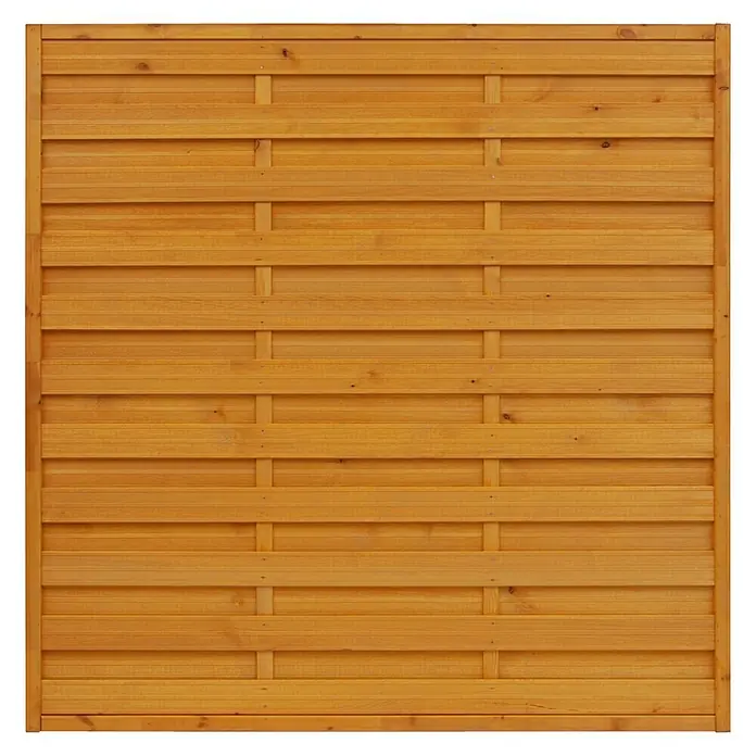 Andrewex Sichtschutzelement Classic - B x H: 180 x 180 cm, Pinie - Nahaufnahme eines Paneels aus einem Holzzaun. Das Holz ist hellbraun und hat eine horizontale Maserung.