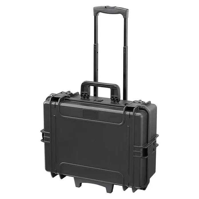 Wasserdichter Koffer MAX505TR - L x B x H: 555 x 445 x 258 mm, Ohne Schaumstoffeinlage, Ausziehbarer Trolley, Schwarz, Kunststoff - Schwarzer Rollkoffer mit Teleskopgriff für sicheren Transport von Ausrüstung. Robustes Design für optimalen Schutz.