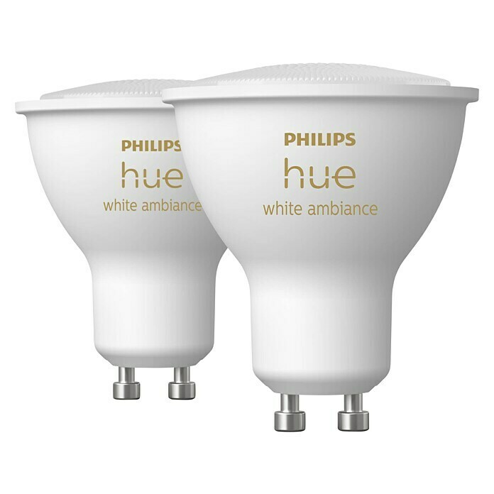 Philips Hue LED-Leuchtmittel-Set White Ambiance (GU10, 5 W, Einstellbare Farbtemperatur, Dimmbar, 2 Stk.)