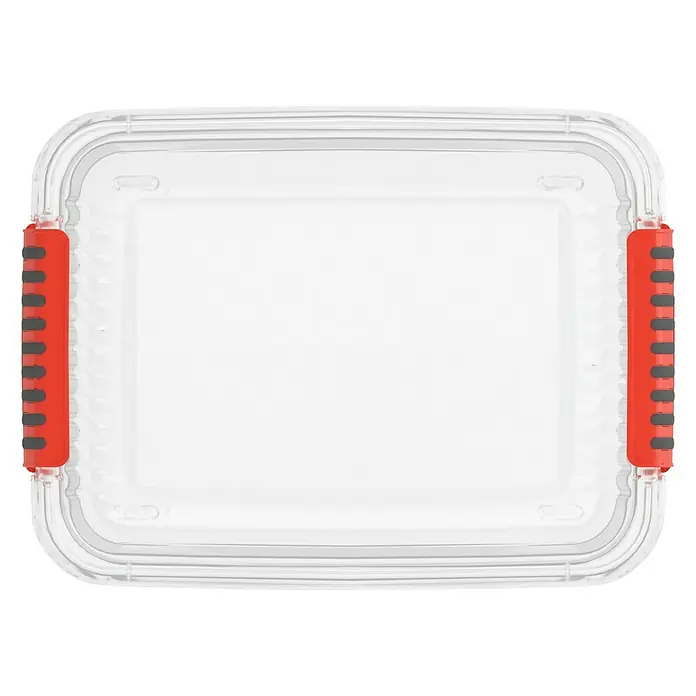 KIS Aufbewahrungsbox K LATCH - L x B x H: 39 x 29 x 18 cm, Transparent - Transparente Aufbewahrungsbox mit roten Griffen. Ideal für die Organisation von Gegenständen.