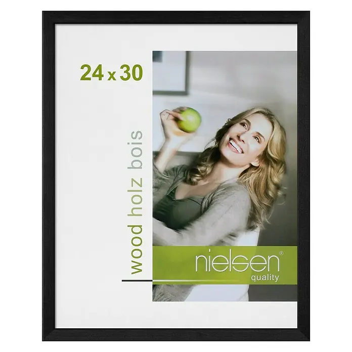 Nielsen Holzrahmen Zoom - 24 x 30 cm, Schwarz - Schwarzer Nielsen Holz Bilderrahmen, Größe 24 x 30 cm, für stilvolle Präsentation von Fotos und Kunstdrucken.