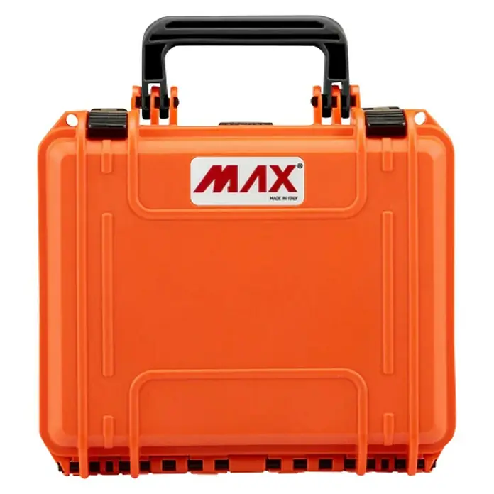 Wasserdichter Koffer MAX235 - L x B x H: 258 x 243 x 168 mm, Kunststoff, Ohne Schaumstoffeinlage, Orange - Orangefarbener MAX Koffer mit schwarzem Griff, ideal für den sicheren Transport empfindlicher Geräte. Robuste Bauweise für optimalen Schutz.