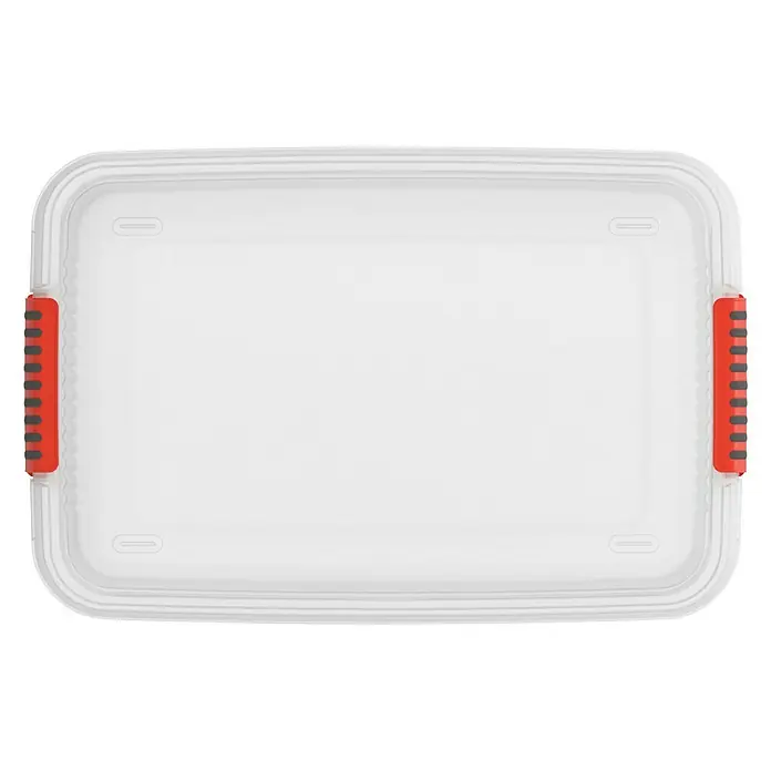 KIS Aufbewahrungsbox K LATCH - L x B x H: 59 x 39 x 18 cm, Transparent - Luftdichter Aufbewahrungsbehälter mit roten Griffen und transparentem Deckel für die Organisation zu Hause.