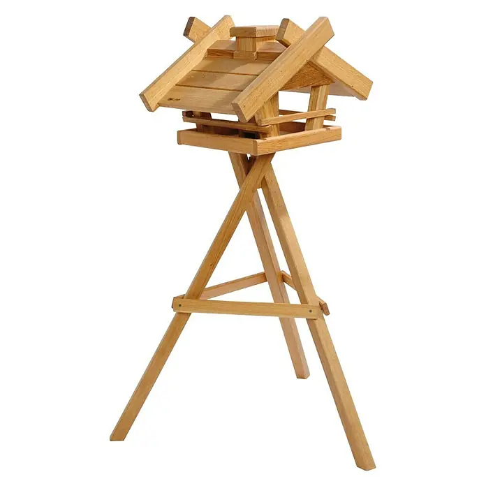 Dobar Vogelhaus Gartenwald - 49 x 38 x 29 cm, Natur, Holz - Freistehendes Vogelhaus aus Holz mit dreibeinigem Ständer, bietet Vögeln einen sicheren Futterplatz im Garten.