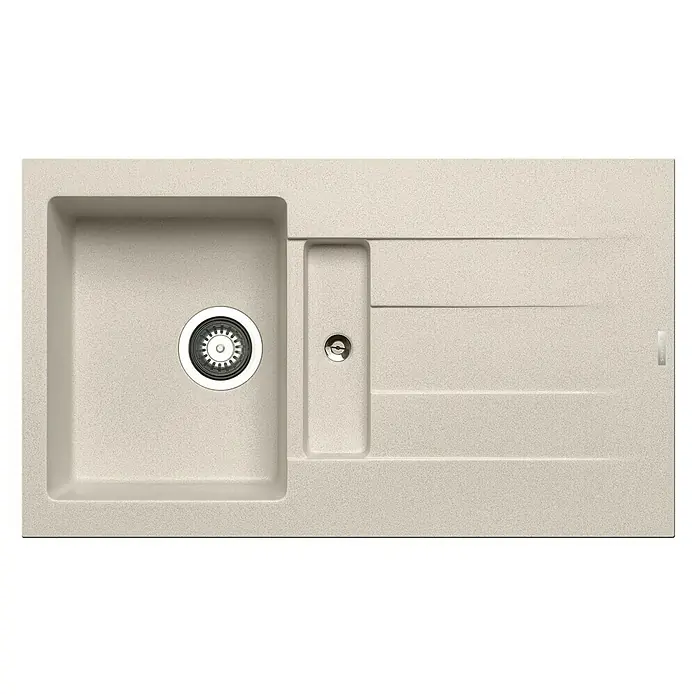 Pyramis Einbauspüle Athlos - 86 x 50 cm, Beige, Anzahl Becken: 1,25 Stk. - Spültisch aus Silgranit in Muskat mit einem Becken und einer Abtropffläche für eine moderne Küchenausstattung.