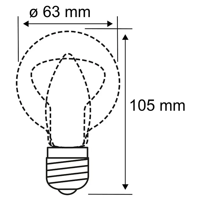 Paulmann Lámpara para plantas Grow Green - 6,5 W, 200 lm, R63 - Imagen de una bombilla con las medidas de ø 63 mm y 105 mm.