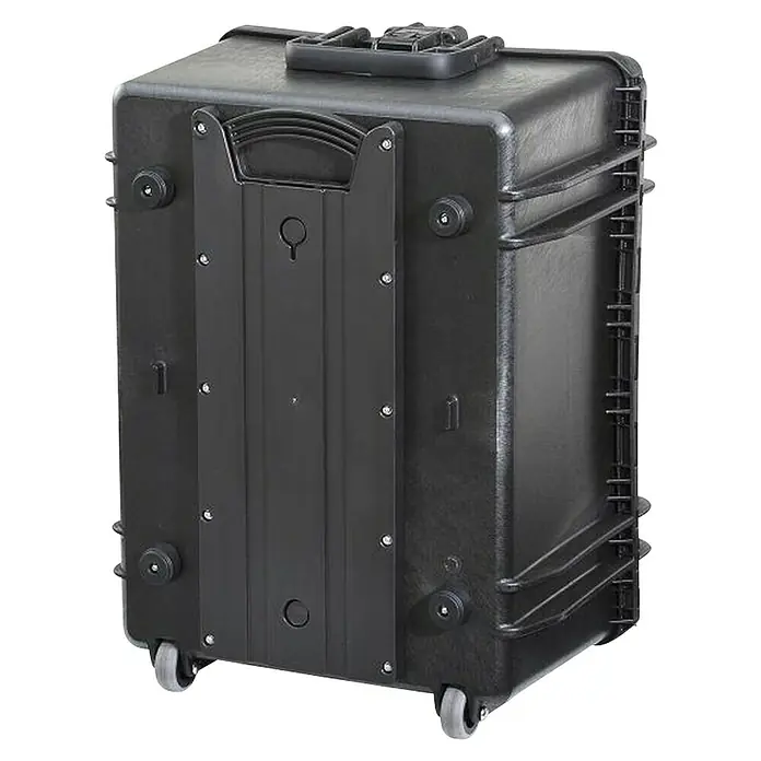 Wasserdichter Koffer MAX620TR - L x B x H: 687 x 528 x 376 mm, Mit Würfelschaumstoffeinlage, Ausziehbarer Trolley, Schwarz, Kunststoff - Schwarzer, rollbarer Gerätekoffer mit Griff und Befestigungselementen. Ideal für den sicheren Transport empfindlicher Ausrüstung.