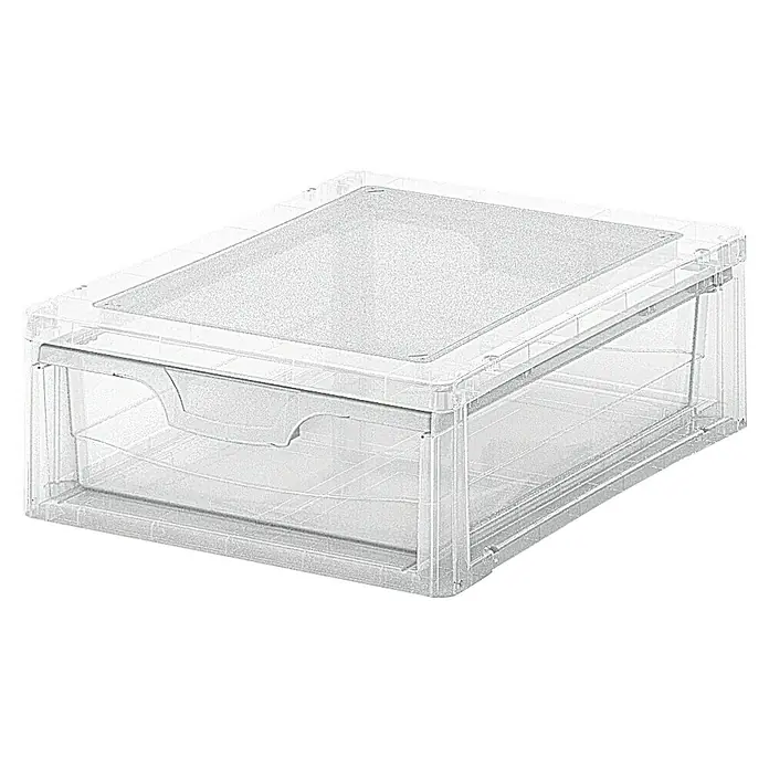 KIS Schubladenbox Spider Drawer - L x B x H: 29 x 39 x 12 cm, 7 l - Das Bild zeigt eine durchsichtige Aufbewahrungsbox mit Deckel, ideal für die Organisation von Gegenständen im Haushalt oder Büro.