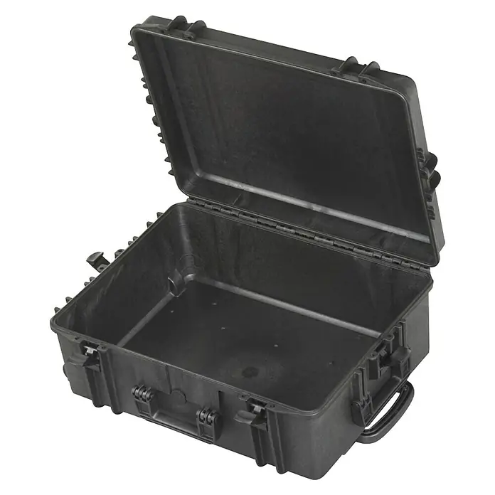 Wasserdichter Koffer MAX620 - L x B x H: 687 x 528 x 276 mm, Ohne Schaumstoffeinlage, Schwarz, Kunststoff - Schwarzer, offener Schutzkoffer, ideal für den sicheren Transport von empfindlichen Gegenständen. Robuste Bauweise für maximalen Schutz.