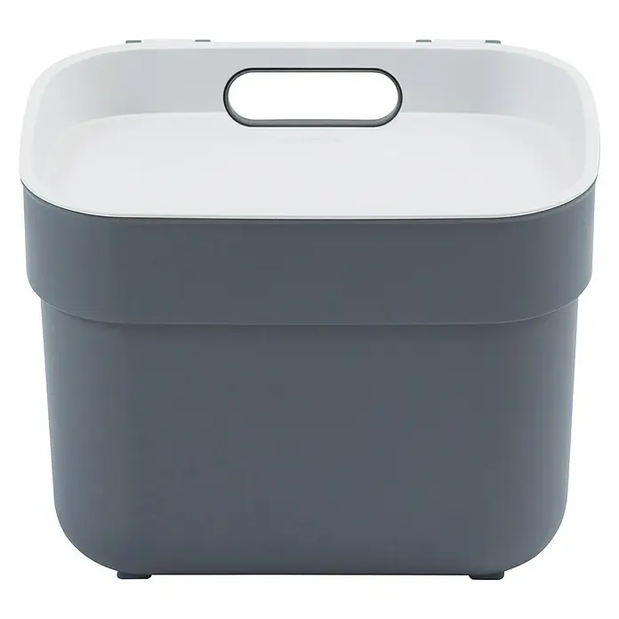 Curver Standard Mülleimer Ready to Collect - 5 l, Kunststoff, Dunkelgrau - Grauer und weisser Vorratsbehälter mit Deckel und Griff, ideal zur Aufbewahrung. Robustes Material für vielseitige Nutzung im Haushalt.