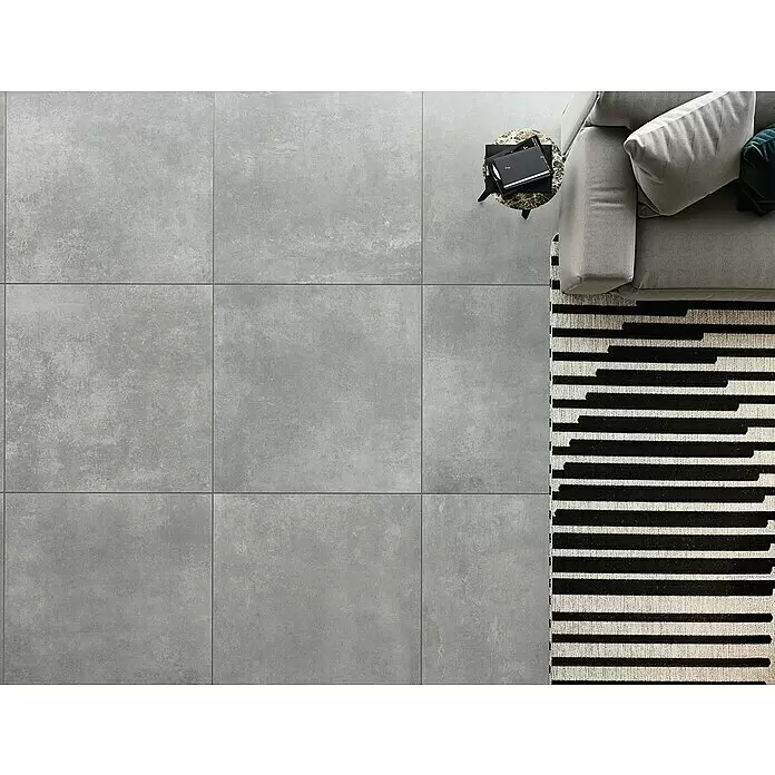 Domicil Feinsteinzeugfliese Living Concrete - 60 x 60 cm, Grau, Matt - Stimmungsaufnahme