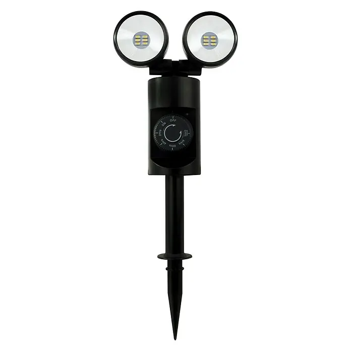 Ritter Leuchten LED-Gartenspot - 6 W, Höhe: 140 mm, Erdspieß, Kunststoff - Schwarzer LED-Gartenstrahler mit zwei Scheinwerfern und Erdspieß zur einfachen Installation im Außenbereich.
